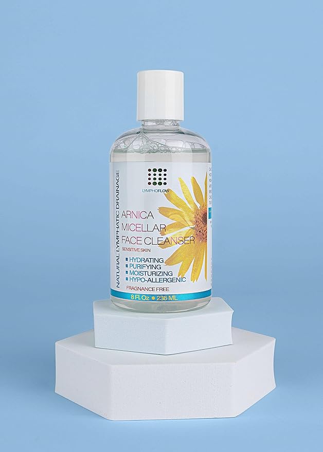 Bruizex Arnica Montana Micellar Cleansing Water, Facial Cleanser & Makeup Remover, Suitable for All Skin Types, Use for Natural Lymphatic Drainage, Reduces Face Puffiness, Daily Skin Care, 8 Fl Oz