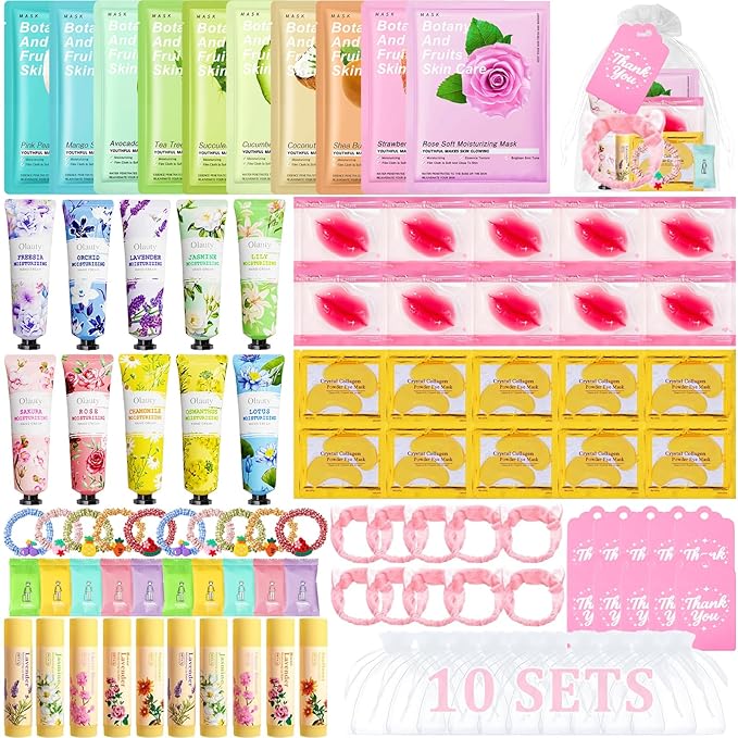 100PCS Spa Party Supplies for Girls 10-12, Bachelorette Spa Party Favors Gifts for Teens Girls 8-12, Face Masks Skincare,Hand Cream,Lip Balm,Eye Patches,Lip Mask, Spa Birthday Sleepover Party Supplies