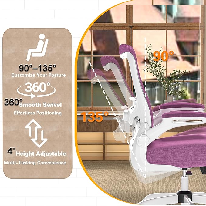 Ergonomic Office Chair - High Back Desk Chair with Adjustable Lumbar Support, Breathable Mesh Back, 330LBS Capacity, Easy Assembly, for Home Office Executive Computer Task