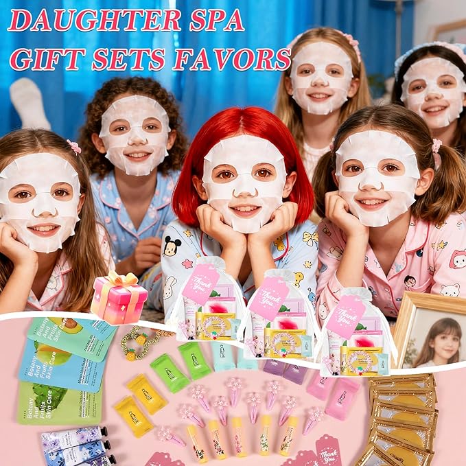 100PCS Spa Party Supplies for Girls 10-12, Bachelorette Spa Party Favors Gifts for Teens Girls 8-12, Face Masks Skincare,Hand Cream,Lip Balm,Eye Patches,Lip Mask, Spa Birthday Sleepover Party Supplies