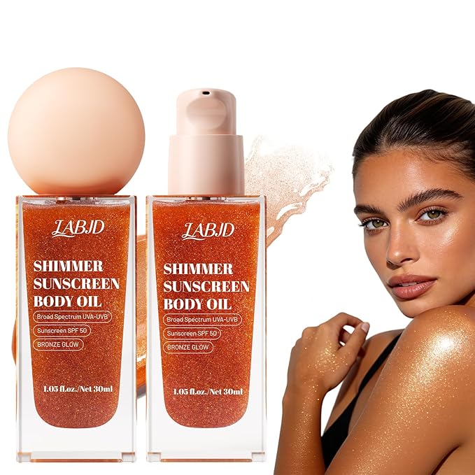 Sun Shield Body Glow, Broad Spectrum SPF 50, Infused with Shimmering Body Oil, Lightweight Shimmering Gel Texture Absorbs Quickly, Hydrates, Brightens, Non Sticky, Glowing Results, Bronze (2)