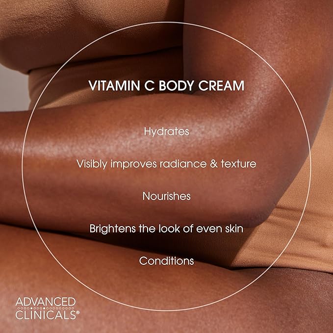 Advanced Clinicals Vitamin C Cream Visibly Brightening Body Lotion | Vitamin C Moisturizer Skin Care Body Cream For Women & Men Helps Visibly Improve Look Of Dark Spots & Uneven Skin Tone, 2-Pack