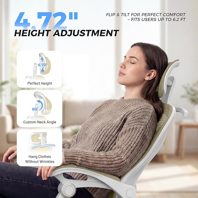Ergonomic Office Chair with Footrest - Adjustable Lumbar Support & Headrest, 90-160° Reclining Mesh Back Computer Chair - Home Office/Gaming, 350lbs Capacity