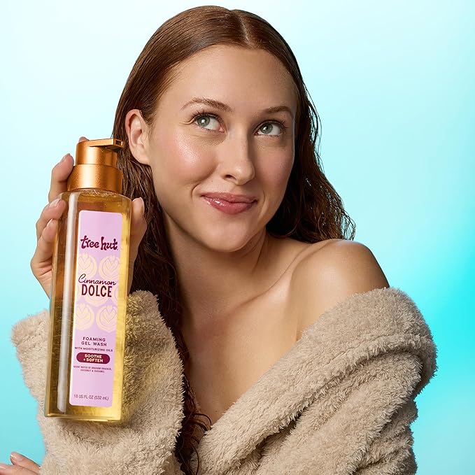 Tree Hut Cinnamon Dolce Foaming Gel Body Wash, Hydrating & Moisturizing Shower Gel for Soft, Smooth, Radiant Skin, Cozy Café Scent, 18 fl oz