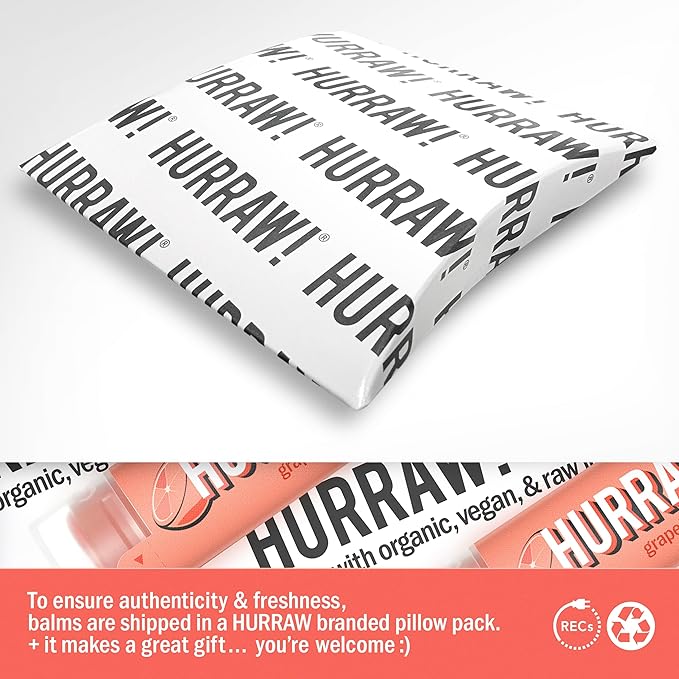 Hurraw! Grapefruit Lip Balm: Organic, Certified Vegan, Cruelty and Gluten Free. Non-GMO, 100% Natural Ingredients. Bee, Shea, Soy and Palm Free. Made in USA