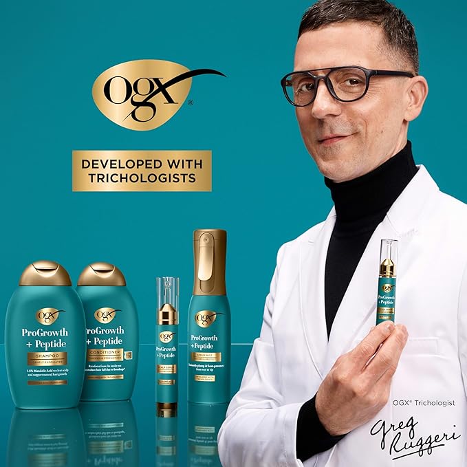 OGX ProGrowth + Peptide Conditioner, Thickening Conditioner Moisturizes, Reinforces and Strengthens Hair to Reduce Hair Fall Due to Breakage*, 13 fl. oz