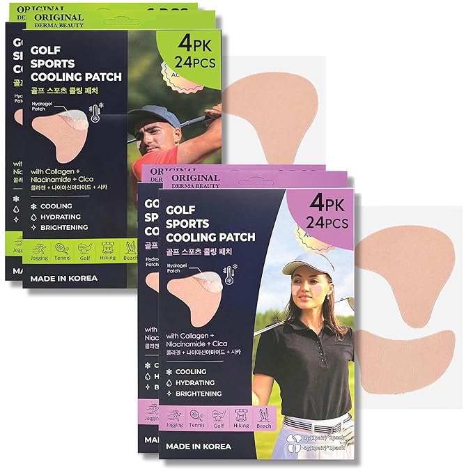 Sun Patch, Under Eye UV Protection for Golf, Hiking, Driving, Outdoor Sports | Cooling Sunblock Patches, Scar & Sun Damage Protection (Purple +Green (4PK))