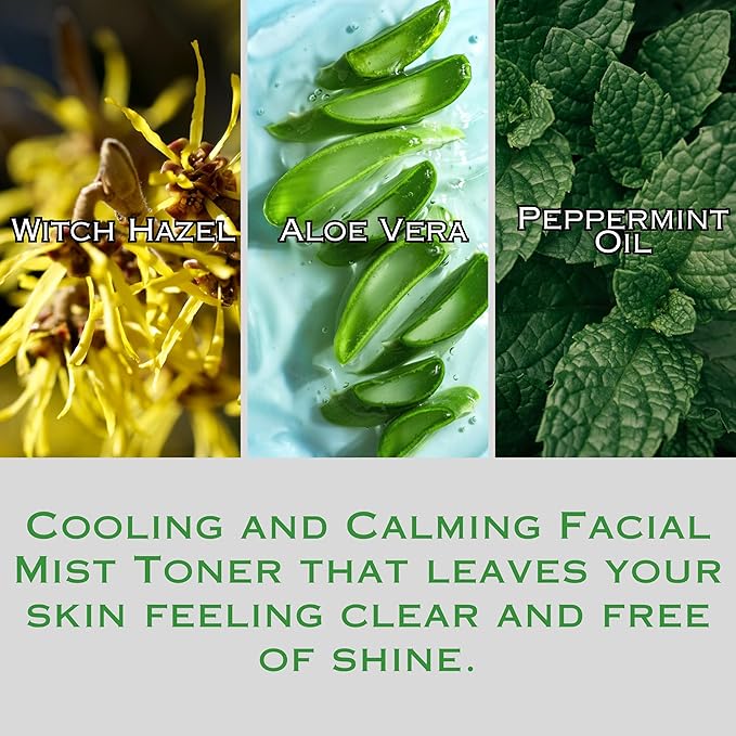 Facial Toner Mist with Witch Hazel - Soothing and Exfoliating Daily Toner to Balance and Even Skin Tone - Prepare Skin for Moisture Absorption - 3.3 Fl. Oz.