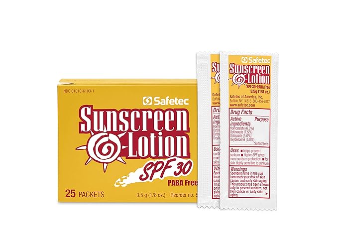 Safetec Sunscreen, 3.5 g. (.123 oz.) Pouch 25ct. Box (24 Boxes/case) SPF 30