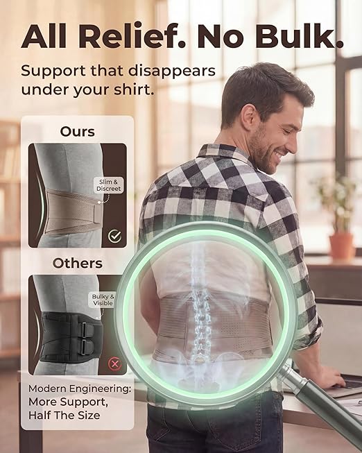 Sparthos Back Brace for Lower Back Pain - Immediate Relief from Sciatica, Herniated Disc - Breathable Design With Lumbar Support Pad - For Men & Women - Fits 38–44″ Waist (Taupe-Medium, Check Sizing)