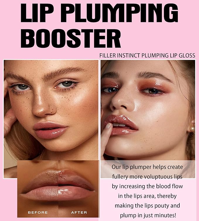 Spicy Lip Gloss Plumper Glossy Lip Lipstick, Lifting Gloss, Hydrating, Volumizes, High-Shine, Lip Plumping Lip Glaze Lip Makeup, Plump & Pout Lip Plumper for Women Girls (#04)