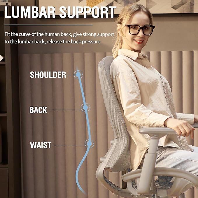 ELABEST Mesh Office Chair,Ergonomic Computer Desk Chair,Sturdy Task Chair- Adjustable Lumbar Support & Armrests,Tilt Function,Comfort Wide Seat,Swivel Home Office Chair
