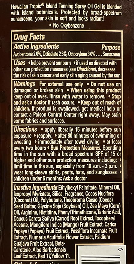 Hawaiian Tropic SPF#15 Protective Oil Spray Pump 8 Ounce (Pack of 2)