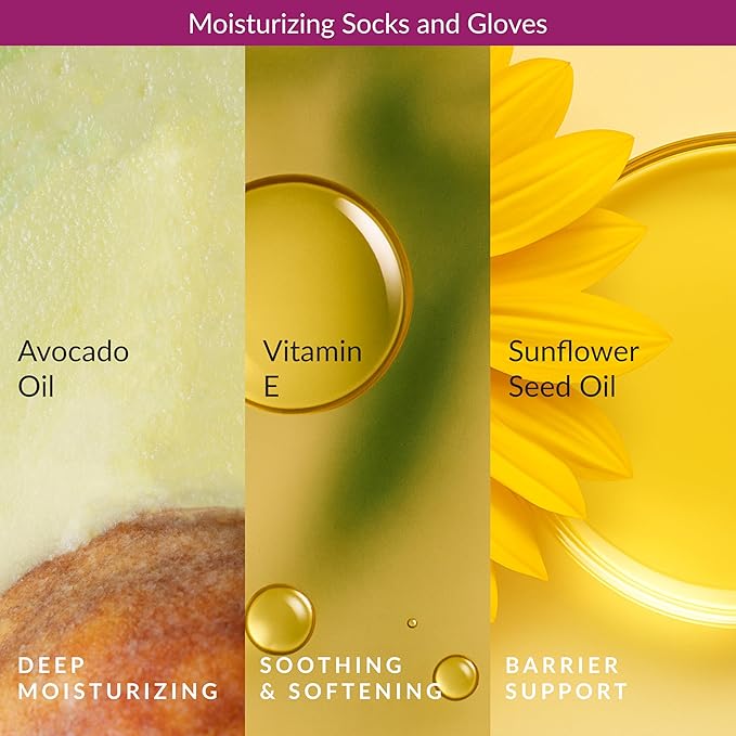 Epielle Moisturizing Hand & Foot Masks, Soften Dry Skin with Sunflower Seed Oil & Vitamin E, Self Care Gifts for Women, Spa Kit, Easter Basket Stuffers, 6 Moisturizing Gloves & 6 Moisturizing Socks