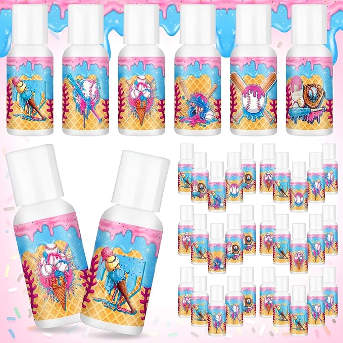 Demissle 24 Pcs Ice Cream Drip Baseball Mini Sunscreen Bulk SPF 30 Travel Size Sunscreen Ice Cream Drip Baseball Stuff Party Favors for Birthday Sports Team Summer Gifts, 1 Fl. oz