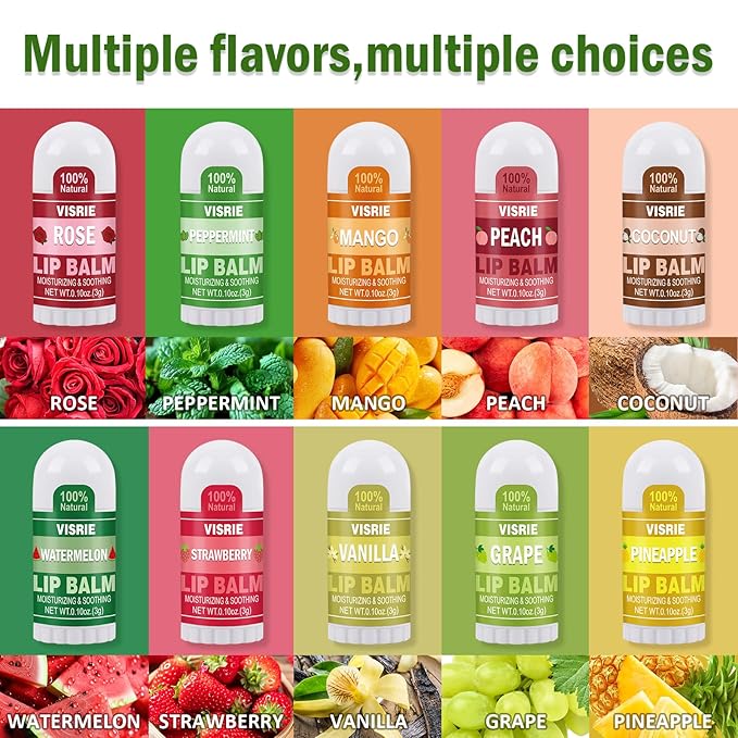 60 Pack Mini Lip Balm Bulk, Natural Lip Balm with Vitamin E & Beeswax, Moisturizing Lip Care for Dry Lips, Perfect for Party Favors, Care Packages & Small Gifts
