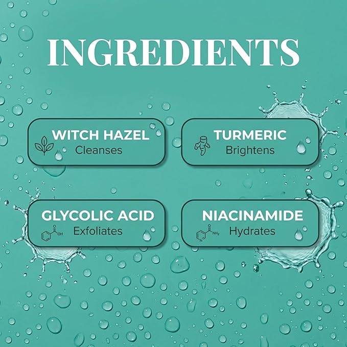 Urban Skin Rx® Witch Hazel Brightening & pH Balancing Toner, Exfoliated & Clarifies Clogged Pores, Improves The Appearance of Uneven Skin Tone, Reduces Redness & Brightens Dull Complexions, 4.5 Fl Oz