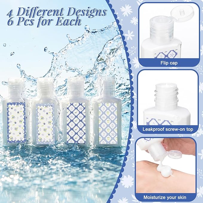 Demissle 24 Pcs Amalfi Coast Mini Sunscreen Bulk Travel Size 1 oz Summer Beach Sunscreen Lotion Spf 30 for Nautical Summer Party Supplies Bridal Shower Birthdays Wedding Party Favors