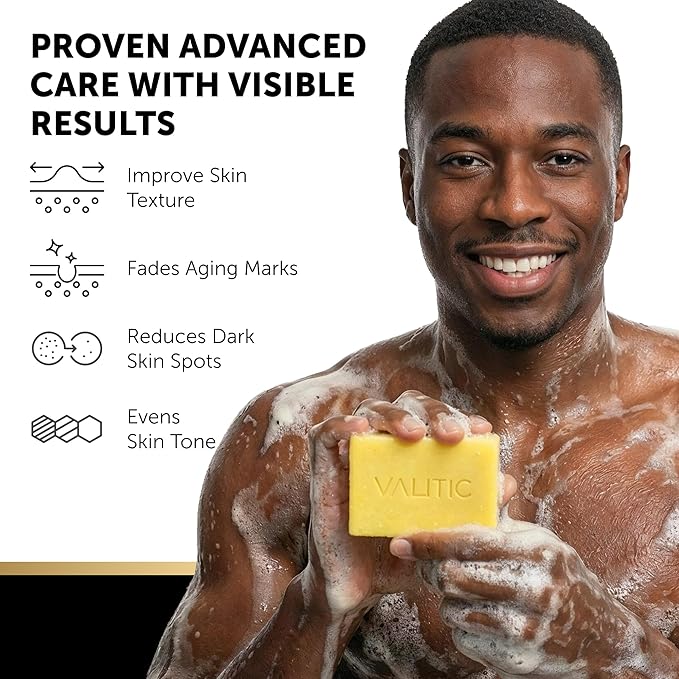 VALITIC Brightening Lemon & Turmeric Kojic Acid Soap with Vitamin C, Retinol, Collagen - Original Japanese Complex Infused with Hyaluronic Acid, Vitamin E, Shea Butter, Castile Olive Oil (4 Pack)