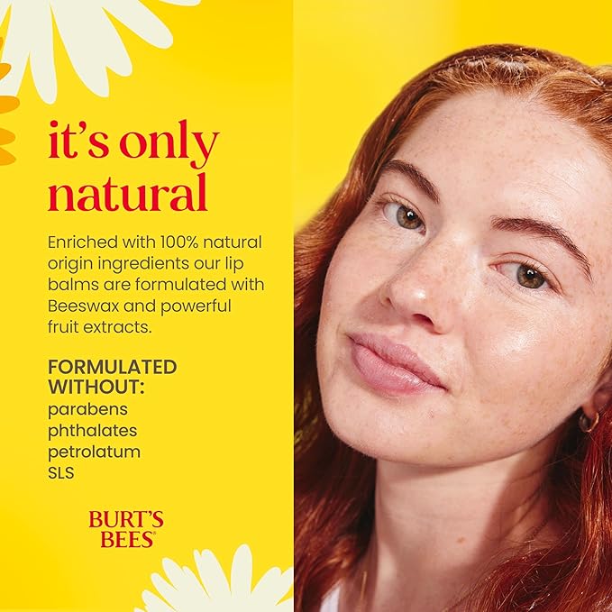 Burt's Bees Lip Balm - Pomegranate, Lip Moisturizer With Responsibly Sourced Beeswax, Natural Origin Conditioning Treatment, 2 Tubes, 0.15 oz.