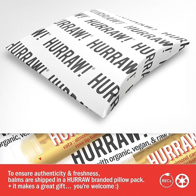 Hurraw! Almond, Cardamom, Rose (Vata) Lip Balm: Organic, Certified Vegan, Cruelty and Gluten Free. Non-GMO, 100% Natural Ingredients. Bee, Shea, Soy and Palm Free. Made in USA