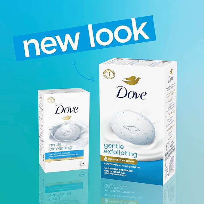 Dove Beauty Bar Gentle Exfoliating With Mild Cleanser 6 Bars More Moisturizing Than Bar Soap For Softer And Smoother Skin 3.75 oz