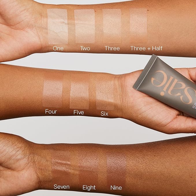 Saie Slip Tint Tinted Moisturizer with SPF 35 - Light Coverage, Glowy Skin Tint & Mineral Sunscreen for Face with Hydrating Hyaluronic Acid - Summer Makeup Essential - Shade Three + Half (1.35 oz)