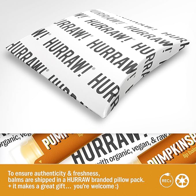 Hurraw! Pumpkin Spice Lip Balm: Organic, Certified Vegan, Cruelty and Gluten Free. Non-GMO, 100% Natural Ingredients. Bee, Shea, Soy and Palm Free. Made in USA