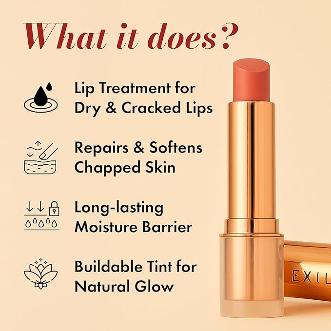 Tinted Lip Balm – Anti-Wrinkle Lip Treatment with Deep Hydration & Long-Lasting Moisture. Natural Skincare with Cold Pressed oils – Clean, Non-Toxic Lip Care – 002 Peach Perfect