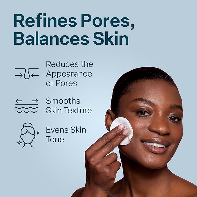 QRxLabs Pore Toner Pads with Salicylic Acid and Niacinamide - Helps Reduce the Look of Enlarged Pores, Makeup Prep - Skin Pore Resurfacing - Acne Treatment Clearing - Daily Pads - 50ct