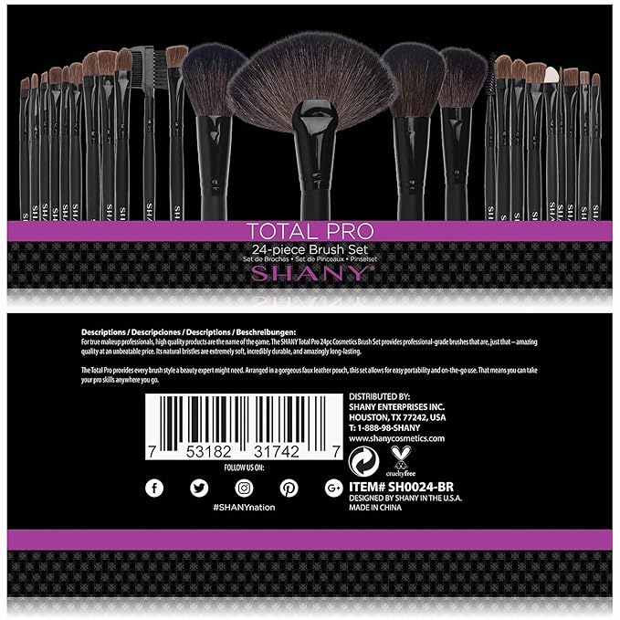 SHANY Makeup Brush Set Studio Quality Total Pro Make up Brushes with Pouch- Cosmetics applicator for Foundation, Powder, Eyeshadow, Concealer, Liner and more - 24 Count