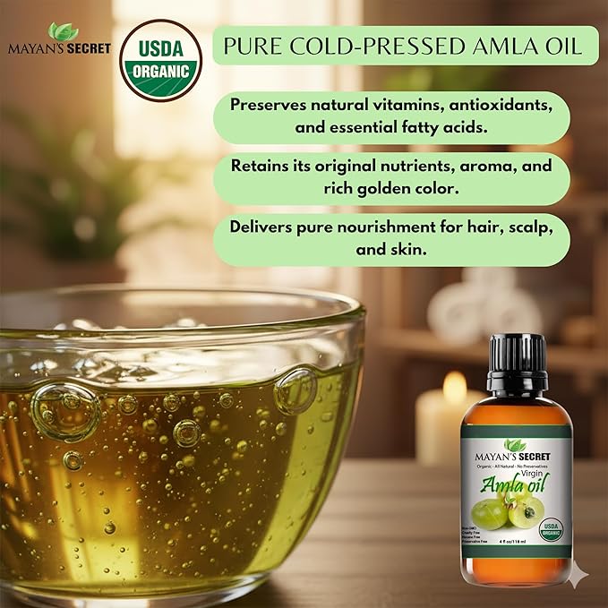 Pure Carrier and Essential Oils for Skin Care, Hair, Body Moisturizer for Face-Anti Aging Skin Care (Amla Oil Organic, 4oz)