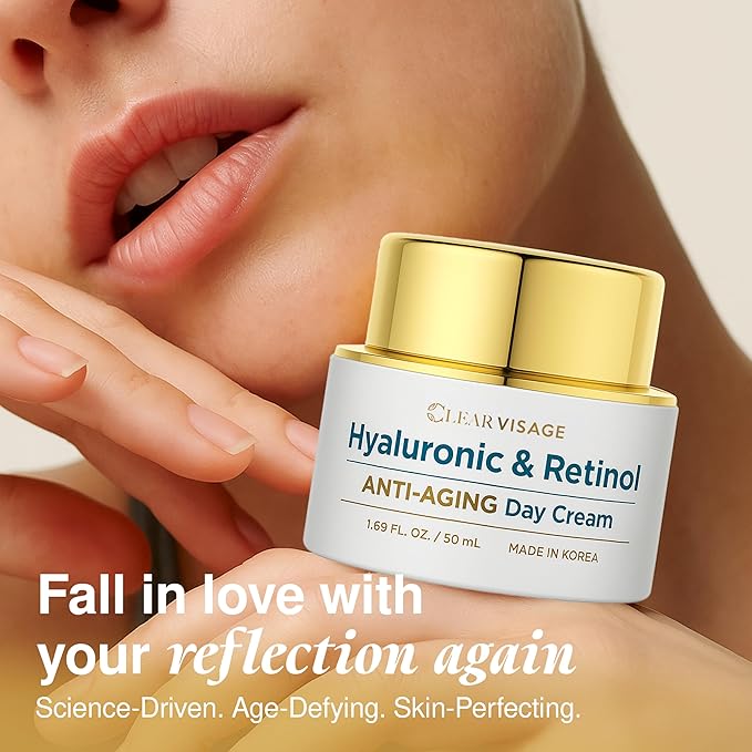Hyaluronic Acid & Retinol Face Moisturizer - Dermatologist Tested, Anti Aging, Korean Skin Care - Hydrates, Smooths Fine Lines, Strengthens Barrier - Vegan, Clean Beauty - 1.69 Fl. Oz.