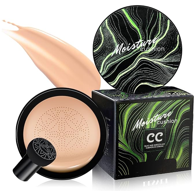 Air Cushion CC Cream - 2-in-1 BB Foundation for Mature Skin, Moisturizing Full-Coverage Concealer with Brightening & Long-Wear Formula to Even Skin Tone (Natural)