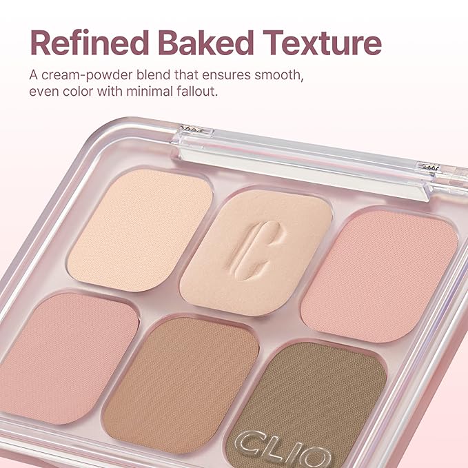 CLIO Muse Master Eyeshadow Palette, Korean Eyeshadow Palette, Soft Rose Mauve 6-Color Eye Makeup with Matte Satin Shimmer, Blendable Baked Cream Powder Formula (05 ROSE PRESET)