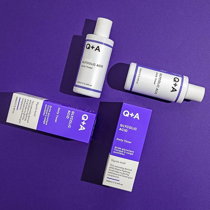 Q+A Glycolic Acid Daily Face Toner (100ml), Hydrating Toner for Face with Glycolic for Smooth Skin, Refines Pores & Evens Skin Tone, Fragrance Free, Alcohol Free, Vegan & Cruelty Free Skincare
