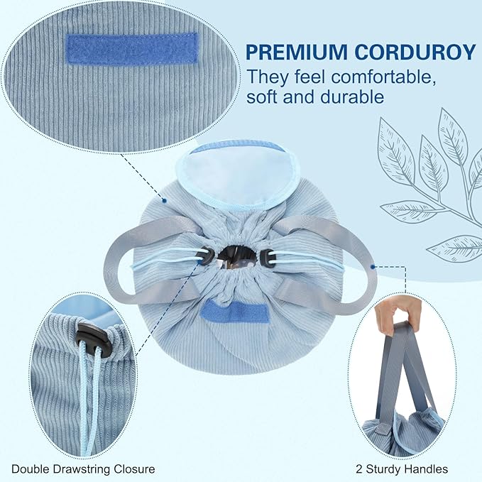 makeup bag lay flat Lay Flat Barrel Drawstring Corduroy Makeup Bag for Women Portable Open-flat Large Capacity Travel Cosmetic Organizer, Skincare & Brush Storage(Blue)