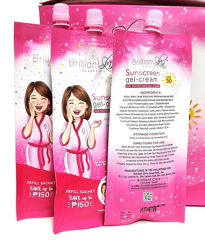 Brilliant Skin Sunscreen Gel-Cream SPF 30 Sachet Size 50 gram (Pack of 3)
