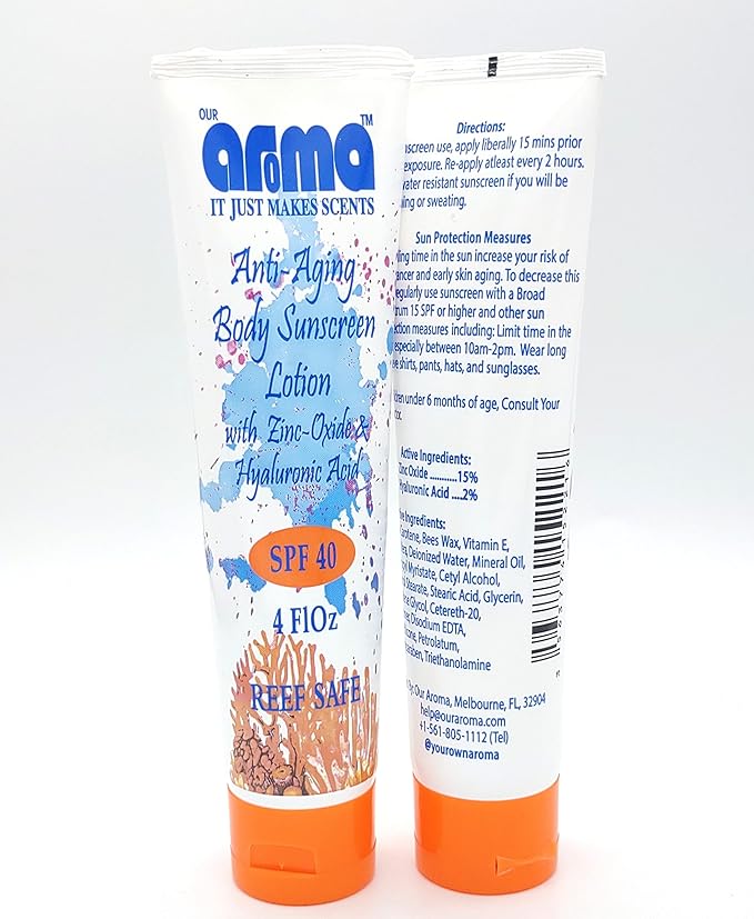 Our Aroma Anti-Aging Body Sunscreen with Zinc Oxide- 4 Fluid Ounce