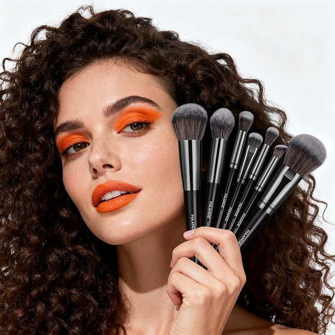 MAANGE 30Pcs Professional Makeup Brush Set with Case – Premium Synthetic Brushes for Foundation, Powder, Blush, Eyeshadow & Blending,Black