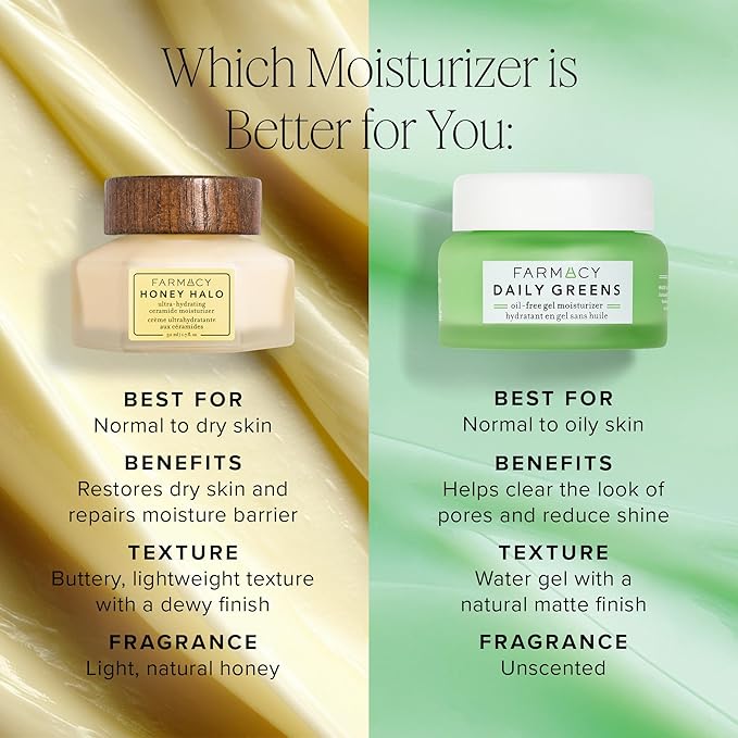 Farmacy Ceramide Face Moisturizer - Honey Halo Ultra Hydrating Facial Moisturizer with Buckwheat Honey + Ceramides - Helps Restore Barrier + Replenish Dryness - Plumping Skin Care for Dry Skin (100ml)