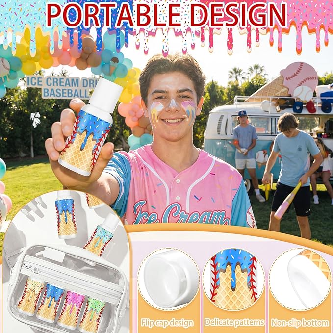 Demissle 24 Pcs Ice Cream Baseball Gifts Mini Sunscreen Bulk SPF 30 Travel Size Sunscreen Ice Cream Dripping Party Favors for Baseball Birthday Sports Team Summer Gifts, 1 Fl. oz