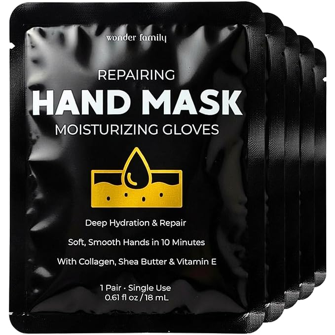 Korean Hand Masks Moisturizing Glove for Dry Hands - Hand Moisturizer Gloves for Women, Men - Hand Therapy Gloves with Collagen, Rose Oil, Shea Butter - White Hydrating Korean Hand Mask Bulk, 12 Pack