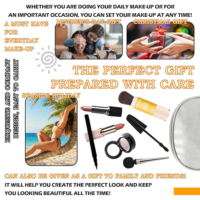 2 Pcs Mineral Sunscreen Setting Powder SPF50 PA++ for Face,Long-Lasting Oil Control Sunscreen Brush Powder,Matte Transparent Facial Powder Sunscreen,All Skin