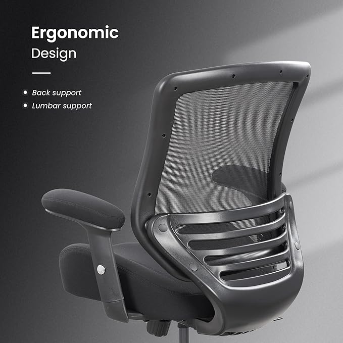 BOLISS Office Chair Mesh Ergonomic Super Soft Wide Cushion Computer Desk Chair Height Adjustable Arms(Black)