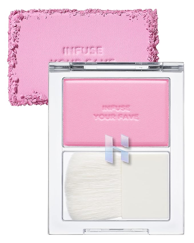 HOLIKA HOLIKA My Fave Infusing Blush 01 Innocence - Korean Face Makeup Cushiony Powder, Buildable Color with Multi-Blurring Effect - Pore Minimizing Mineral Formula, Includes Mini Brush