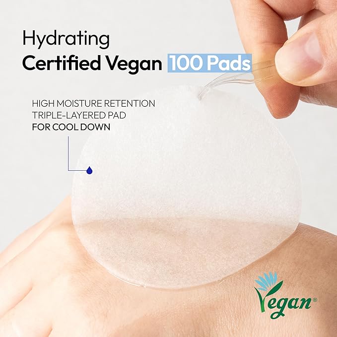 FreeGo Cool Glacier Water Daily Hydrating Pad (100 Pads), K-Beauty Korean Skincare Facial Toner Pads for Puffy Dehydrated Skin, Instant Cooling Hydration, Korean Skin Care for Dark Spots
