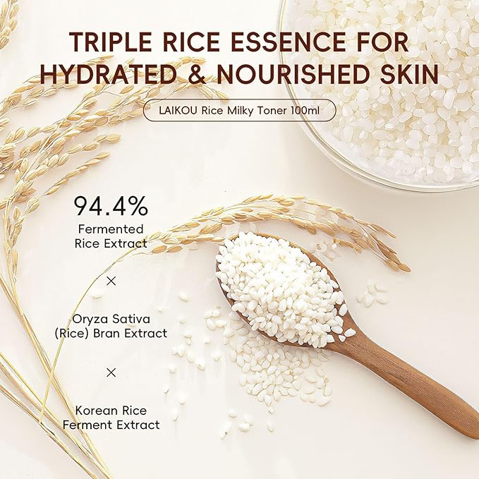 Rice Toner for Face, Rice Extract Milky Toner for Women Daily Hydrating Facial Essence Hydrating & Soothing Skincare, Gentle Nourish Soft & Supple Skin, Balance Skin Barrier