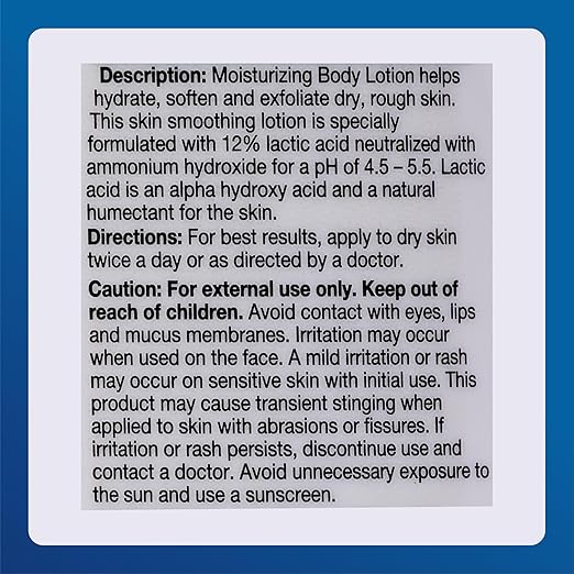 Major Ammonium Lactate 12% Moisturizing Lotion - Lactic Acid Lotion - Helps Hydrate, Soften, and Exfoliate Rough, Dry Skin - Daily Body Lotion - Fragrance-Free - 8 Oz (1 Pack)