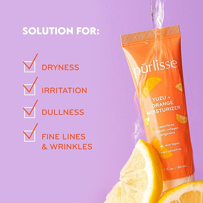 pūrlisse Yuzu + Orange Hydrating Face Moisturizer - Vitamin C Face Cream for Radiance & Improved Texture - Boosts Natural Collagen Production & Helps Firm Skin for a Youthful Complexion (1.7 Fl oz)